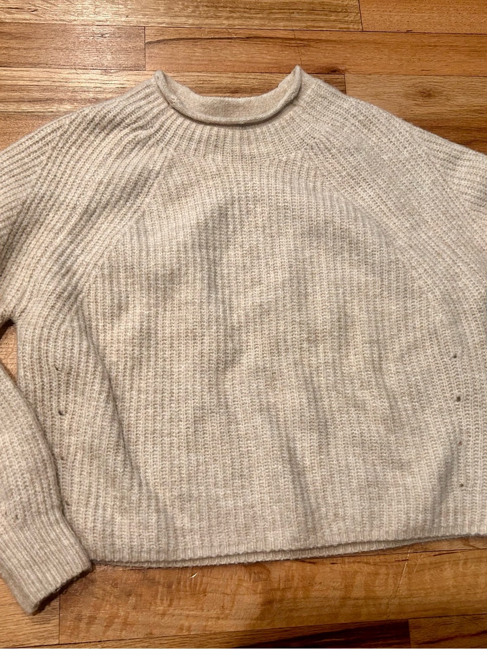 Topshop Oatmeal Cream Ribbed Knit Slouchy Mock Neck Sweater – Size M